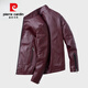 Pierre Cardin Marke Leder Jacke Echte Lederjacke Herren Frühling und Herbst Top-Layer Cowide HaINing Motorrad 2024 Neues lässiges High-End-High-End-Lederjacke J679# Brown Color-plus samtiges Modell M- [Kaufen Sie ein oder zwei]