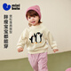 Mini Balabala Boys Girls Children's Baby Sweaters 2025 Autumn and Winter New Arrival Velvet Lined Soft Skin Friendly Long Sleeves Light Khaki 50311 90 cm
