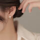 Xiangnan 999 sterling silver freshwater pearl earrings for women 2025 new popular earrings niche high-end earrings birthday gift 999 silver pearl earrings silver (pair)