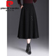 Pierre Cardin Woolen Skirt Women's Autumn and Winter Long Skirt 2025 New Chinese Style High Waist Skirt Slim Umbrella Skirt Large Hem A-Line Skirt Mocha Brown Autumn and Winter Woolen This Year's Popular Light Luxury 2XL 130-145Jin Jin is equal to 0.5 kg