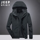 JEEP SPIRIT Jeep Jacket Men's Jacket Autumn and Winter Three-in-One Removable Thickened Windproof Mountaineering Jacket Gray XL