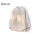 Cebrodz French sweater men's autumn and winter new American sweater Henry collar loose coat versatile casual tops light gray L