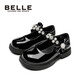 Belle Children's Shoes Exclusive Girls Black Leather Shoes Spring and Autumn Performance Shoes Back to School Student Shoes Princess Shoes Black 32
