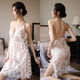 Extra large size 200Jin Jin is equal to 0.5kg Mesh lace sexy beautiful back pajamas for women fat girls summer loose pick M 80-100Jin Jin is equal to 0.5kg 725 white includes nightgown + thong