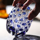 Baichunbao Edo Kiriko K9 starburst cup high-end handmade lead-free crystal cup whiskey foreign cup crystal cup gift 1 amber bottom sapphire blue dot crystal cup