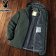 Playboy (PLAYBOY) Winter Windproof Jacket Men's Hooded Cotton Jacket Cotton Jacket Plus Velvet Thickened Warm Winter Men's Jacket Black