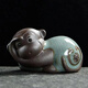 Zhenfan Ceramics Twelve Zodiac Ornaments Complete Set Cute Mini Rat Ox Tiger Rabbit Dragon Snake Horse Sheep Monkey Chicken Dog Pig Tea Pet Ornaments Monkey-(Ge Kiln Model)