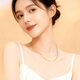Lao Fengxiang Gold Necklace for Women 18K Gold Plain Clavicle Chain Wedding Anniversary Gift for Girlfriend and Wife's Birthday 18K Lip Chain - Yellow Gold