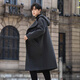 ROMON windbreaker men's mid-length autumn and winter high-end hooded casual coat dark gray 2XL