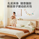 Jingjing Tokyo Made Home Cheese Solid Wood Children's Bed Set Modern Bedroom Soft Covered Bedside Small Apartment Bed + Mattress 1.5M