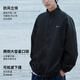 Pull back jacket men's spring and autumn stand collar windproof jacket men's casual loose top versatile men's black XL