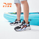 ANTA Children's Sandals Men's Beach Shoes 2024 Summer New Breathable Knob Button Baotou Overbearing Frame Shoes Students Black/Anta White/Medium Blue-1 37 Size