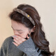 Youfang Korean style small gold label coffee plaid hair hoop for women 2025 new autumn and winter sweet temperament headband for going out versatile hairpin small gold label coffee plaid hair hoop 1 pack