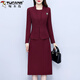 Woodpecker (TUCANO) high-end long-sleeved dress fashion set Qiuxi Mom M mother-in-law two-piece skirt wine red minimal color difference 2XL 122-132Jin Jin equals 0.5 kg