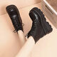 Zhenxi Cos Hochhausschuhe für Dick-Soled-Martin-Stiefel aus Frauen, Schwammkuchen-Sohle, hochhackige Stiefel, Britisch-Stil schwarze, vielseitige Comic-Ausstellungsschuhe, schwarz 8 cm [Größe 37]