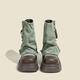 Fan Xiaoru Jeans Beinstiefel 2024 neue kurze Stiefel Dicke Sohle Martin Stiefel Retro Britische Stapelstiefel Hochdarmte Western Denim Stiefel Blau 37