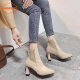 Shoebox (shoebox) Daphne Group's short boots women's thick heel thin boots pointed toe nude boots frosted Martin boots high heels autumn and winter apricot color 901237