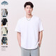 Dingfengbaoluo Color sólido japonés Camiseta de algodón puro Camiseta de manga corta para hombres Basos suelto básico de la base suelta DF230 DF230 White XL
