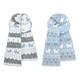 Fair Isle style cute cat double-sided knitted scarf for women autumn and winter warm retro all-match scarf windproof and cold-proof blue and white cat one size