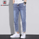 Aemape Neun-Punkte Jeans Herren High-End Trendy Brand Herbst Spring und Herbst Schlanke Füße gebundene und enge elastische 9-Punkte-Hose 829 Hellblau 28