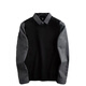 
Aseblarm light luxury autumn and winter thick warm business casual shirt collar fake two-piece sweater men slim pullover knit sweater men black M