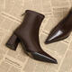 BM INS [über 30.000 Personen Kauf] Echte weiche Leder-Spitzen-Toe-Kurzstiefel für Frauen 2025 Frühling und Herbst Neue Frauenstiefel weibliche Stiefel weibliche Stiefel Kaffee Brown (verbesserte Version) 37