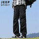 JEEP SPIRIT Jeep overalls men's autumn and winter loose casual pants men's outdoor straight pants men's pants black 2XL