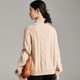 PALUOPO half turtleneck cable knitted sweater for women winter new loose casual warm pullover knitted cashmere sweater for women ET21322R light rice XL 170/110