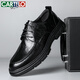 
CARTELO British men's leather shoes breathable business formal shoes hand grip pattern low top thick sole leather shoes men 9905 black 43