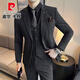 Pierre Cardin Bräutigam Anzug Männer Business Professional Formale Wedding Kleid hübsche lässige, schlanke große Größe Anzug Männer SJT9889 mittelgroße graue dreiköpfige Anzug (Anzug + Hosen + Weste) 2xl Größe 165-185 Gewicht 135-145 Jin [Jin gleich 0,5 kg]