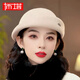 PTAH hat women's new autumn and winter small top hat beret warm woolen felt top hat versatile fashion retro basin hat mixed rice