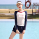 Vandira (F.DYRAA) swimsuit women's split long-sleeved surfing suit conservative slimming hot spring swimming suit three-piece set 14105 hiding blue L