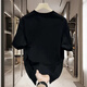 Bin color American handsome pure cotton short-sleeved T-shirt for young men and women summer ins trendy brand street loose versatile short-sleeved top [672] Black XL [suitable for 130-150Jin [Jin equals 0.5 kg]]