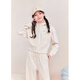 Zihan (ZIHAN) Zihan short waisted hooded top straight wide leg loose casual pants two-piece suit for women 2024 winter new style rice gold XL