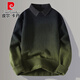 皮尔卡丹（pierre cardin）高级感假两件针织衫男2025新款渐变衬衫领毛衣男冬天保暖内搭线衣 9756红色【衬*衫衣*领】 3XL 约170~185斤可穿