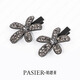 Bosiya Korean style flower hairpin for women, duckbill clip with diamond side clip, elegant and versatile side bangs hairpin headdress, black pair
