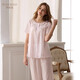 
Roseme Roseme Spring and Summer New Product Pure Cotton 60-pin woven fabric inlaid with lace short-sleeved trousers pajamas two-piece set 13068 Pink 155(S)