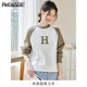Pincai Sweatshirt für Frauen Herbst Raglan -Ärmel kontrastierende Farbspleißen Sweatshirt -Buchstaben runden Hals Langarm Top P129W1396 Drucken
