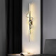 Minimalist wall lamp Modern simple long strip lamp Creative personalized living room grille lamp TV background wall lamp lighting 7507 black/long 100cm-three colors change light