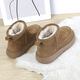 Belle-Ta Brand Botas de nieve de lana de cuero roto para mujeres Nuevos tubos cortos de suela gruesa de invierno más terciopelo con zapatos de algodón sin deslizamiento en espesas Color de regaliz (lana pura) 37