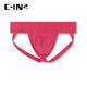 C-IN2 summer new men's thong combed cotton low-waist butt-raising U-convex sexy butt-exposing double thong 4025RT rose red 667- 1 pair M suitable for 2'4-2'5 waist (31-33 size)