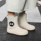 Hölzernen klaren Regenstiefel für Frauen, modische Wasserschuhe im Freien, dicke, allein zugrößen steigende Kee-resistente Regenstiefel, Anti-Rutsch-Wasserstiefel, erwachsene Mid-Robe-Pendelpendelschuhe, cremefarbene, mwitige, m Größe (37-38 Größen)