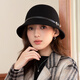 Tilburg star's same style hat for women in autumn and winter, elegant and versatile bucket hat for women, high-end warm wool fisherman hat for women, dark coffee color, 100% Australian fine wool M (56-58cm)