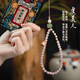 Donglaiye Yumeiren's original mobile phone hanging chain Chinese style lanyard wrist hanging chain pink crystal fresh water pearl white jade camera hanging decoration earphone cover anti-loss lanyard jewelry pendant