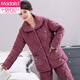Pyjama modal pour les femmes en automne et en hiver, en velours corallien épaissi à trois couches, les mères de l'âge moyen et âgées fixent des vêtements d'hiver Style d'hiver 1105 rose L (165)