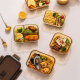 Van Gogh glass lunch box microwave oven borosilicon heat-resistant sealed refrigerator fresh-keeping box office worker heating and separation lunch box round two-grid 1050ml