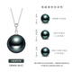 Tahitian 18K gold black pearl pendant classic round bright seawater pearl necklace S grade 9-10mm +18K gold chain