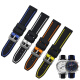 君禾雅适用于硅胶表带男马克华菲FW8228 FW6180 FW6210机械手表带20 22m 黑间白色 20mm