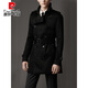 Pier Cardin Spring и осенний бизнес-Trench Coat Новый корейский стиль модный случай повседневной мужской британский молодой длина длина длина длина длина подростка темно-синий 180/92A XL