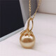 Fat Donglai's same style 18k gold freshwater pearl pendant, natural sea water powder, gift for mother, mother-in-law, gold beads 14-15mm